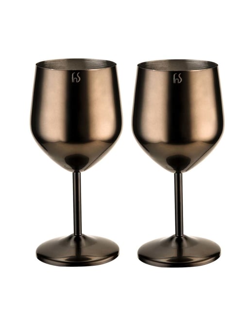 FnS Cosmo Black Stainless Steel Glasses (0.25 L) - Set of 2
