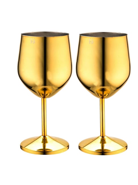FnS Cosmo Gold Stainless Steel Glasses (0.25 L) - Set of 2