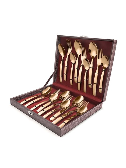 FnS Allie Rose Gold Stainless Steel Cutlery - Set of 18