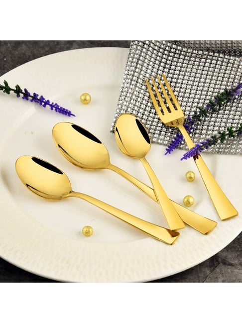 Buy FnS Alexa Gold Stainless Steel Cutlery - Set of 24 at Best