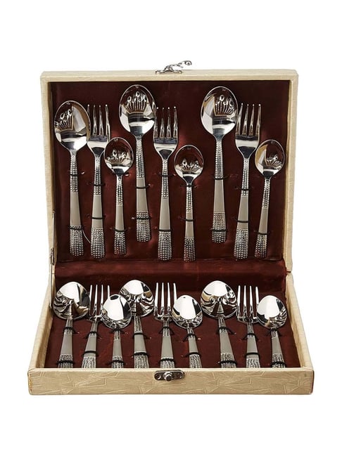 FnS Zest Silver Stainless Steel Cutlery - Set of 18-picture-30