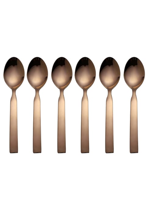 FnS Allie Rose Gold Stainless Steel Dinner Spoon - Set of 6-picture-33