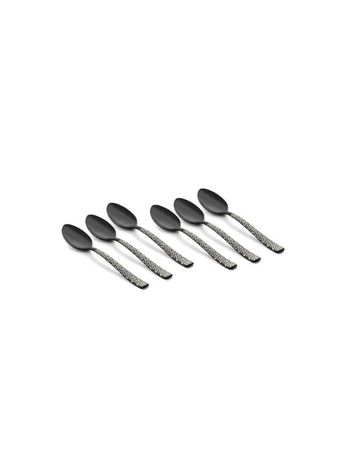 FnS Phoenix Black Stainless Steel Tea Spoons - Set of 6-picture-29