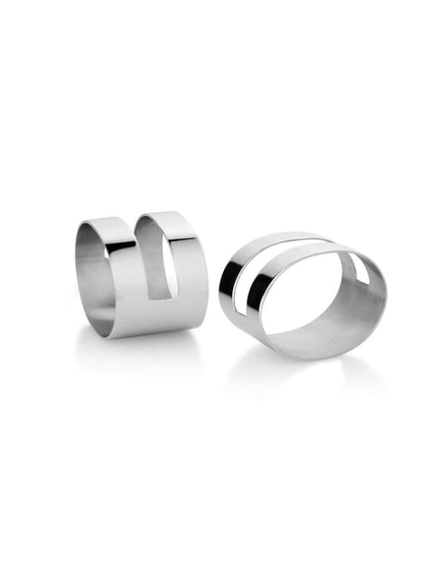 FnS Silver Stainless Steel Napkin Rings - Set of 6