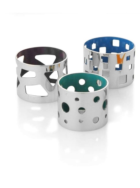 FnS Silver Stainless Steel Napkin Rings - Set of 6