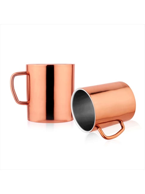 FnS Rose Gold Stainless Steel Coffee Mug (0.3 L) - Set of 2