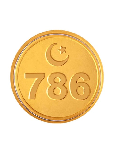P.C. Chandra Jewellers 786-Inscribed 24k (999) 0.2gm Yellow Gold Foil Coin