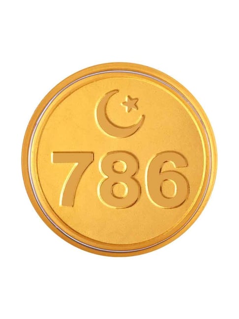 P.C. Chandra Jewellers 786-Inscribed 24k (999) 0.5gm Yellow Gold Foil Coin
