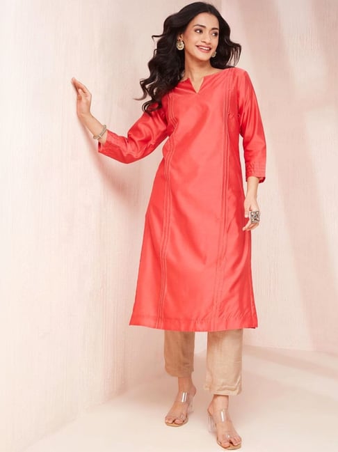 Fabindia Coral Cotton Silk Calf Length Long Kurta-picture-46