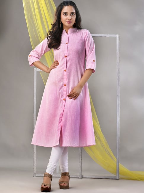 Pink cotton straight kurta hotsell