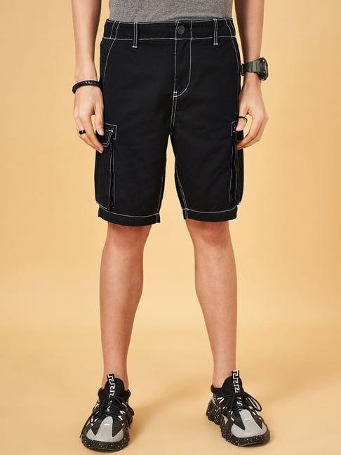 Street 808 By Pantaloons Jet Black Regular Fit Denim Shorts