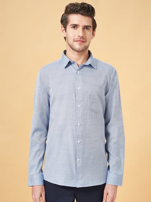 Byford By Pantaloons Navy Slim Fit Texture Shirt-picture-39