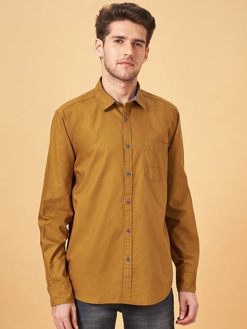 Sf Jeans By Pantaloons Mustard Slim Fit Shirt-picture-27