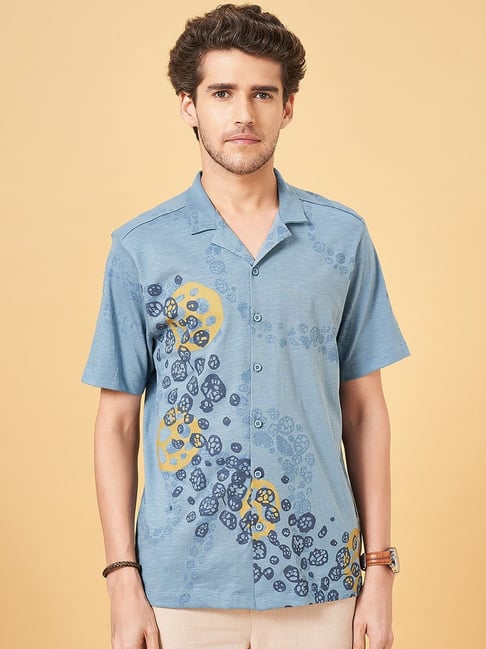 7 Alt By Pantaloons Dutch Blue Slim Fit Printed Shirt-picture-16