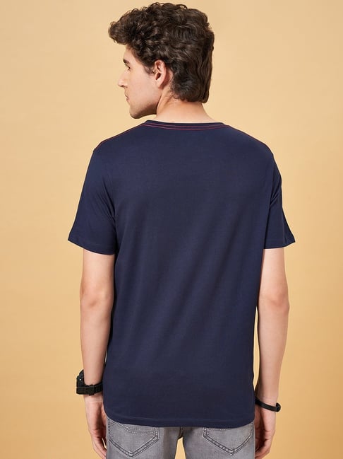 Sf Jeans By Pantaloons Navy Slim Fit Printed T-Shirt