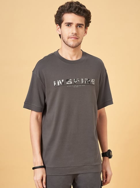 Street 808 By Pantaloons Steel Gray Loose Fit T-Shirt-image-12