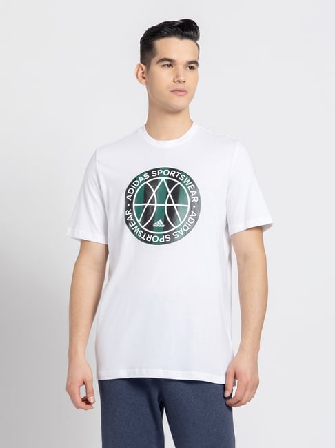 adidas White Regular Fit Tiro Emblem Sports T-Shirt