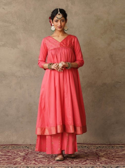 Akiso Coral Parv Block Printed Anarkali Kurta with Hand Embroidery Details On Yoke-picture-12