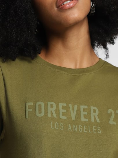 Buy Forever 21 Olive Cotton Graphic Print T-Shirt Dress for Women Online @  Tata CLiQ