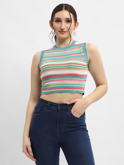 MADAME Multicolor Striped Tank Top