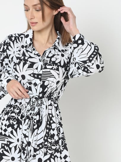 slim fit dress slacks VERO MODA Black Printed Fit & Flare Dress main image 0
