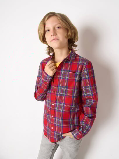 Boys in Toyland OG LOGO CHECK SHIRT☆ Buy Soft Hug Boys red Check