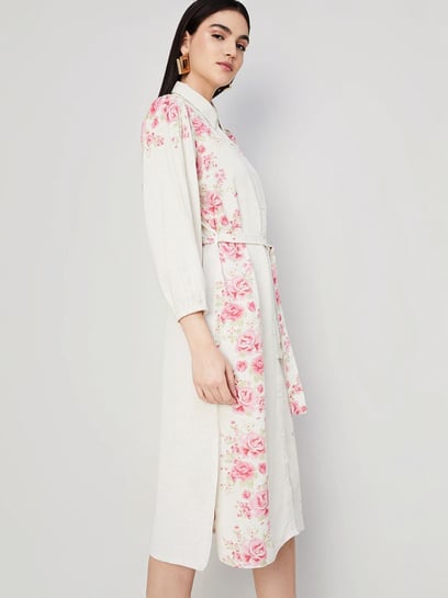 white christmas dresses Lace-Trim Satin Floral Maxi Dress main image 0