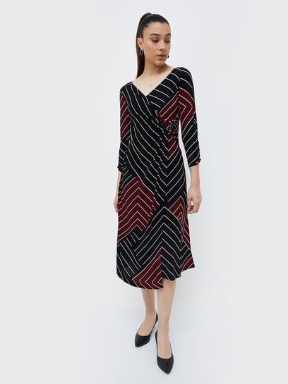 max studio black and white dress Max Studio | Womens Mandala Print 1/2 Sleeve Dress main image 0