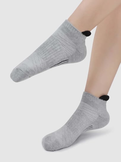 NEXT2SKIN Red & Grey Cotton Ankle Socks - Pack Of 3