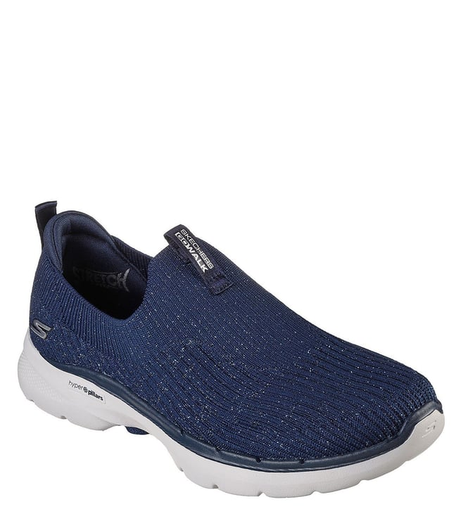 Skechers Women s GO WALK 6 OCEAN CRYSTAL SERIES Blue Walking Shoes