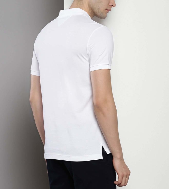 Buy Tommy Hilfiger White Logo Regular Fit Polo T-Shirt Online @ Tata ...