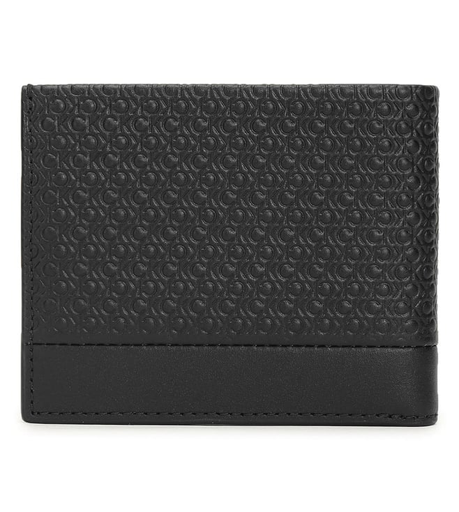 CALVIN KLEIN Black Modern Bar Logo Medium Leather 6CC Bi-Fold Wallet