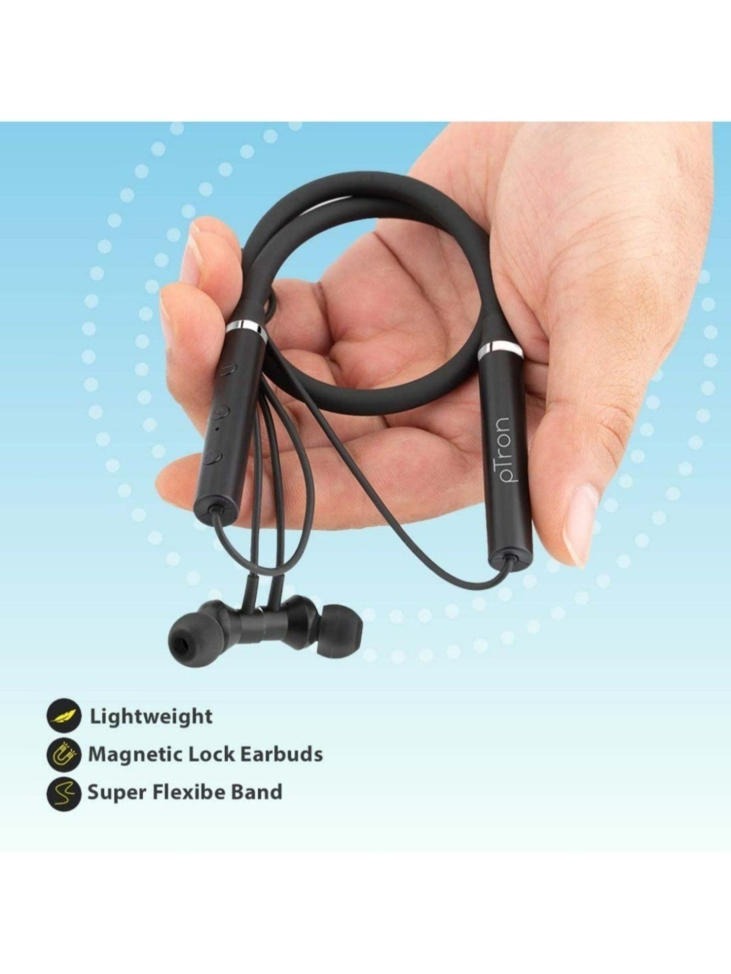 Buy PTron Tangentbeat Bluetooth 5.0 Wireless Neckband Black Online At Best Price Tata CLiQ