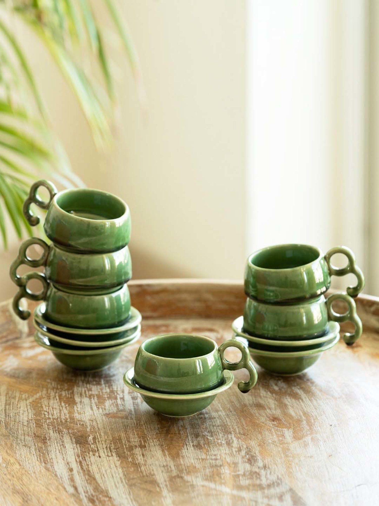 Buy ExclusiveLane Jade Green Jade Forest Cup & Saucer Set at Best