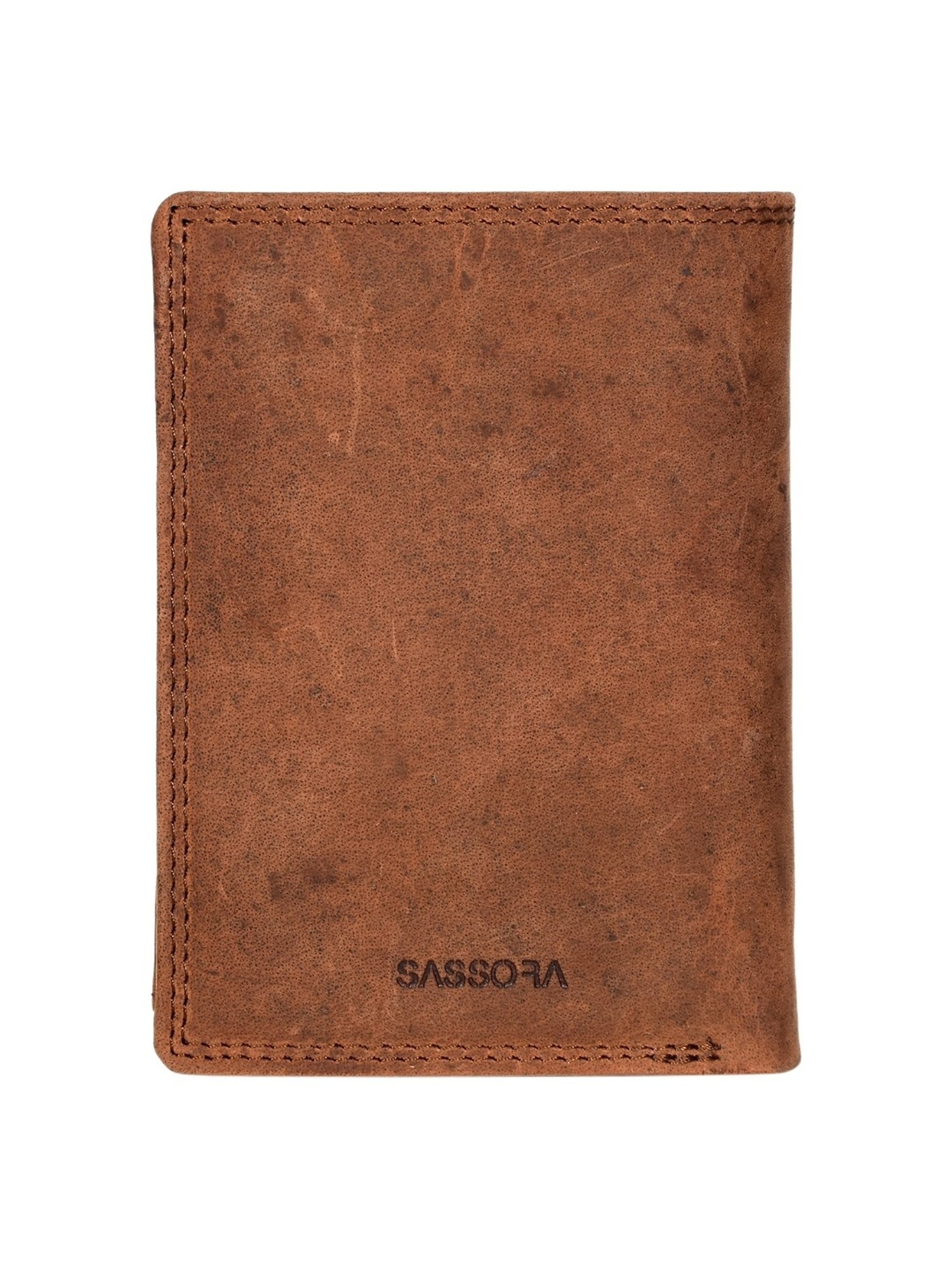 Buy SASSORA ARLO Brown Leather Textured Bi-Fold Wallet at Best