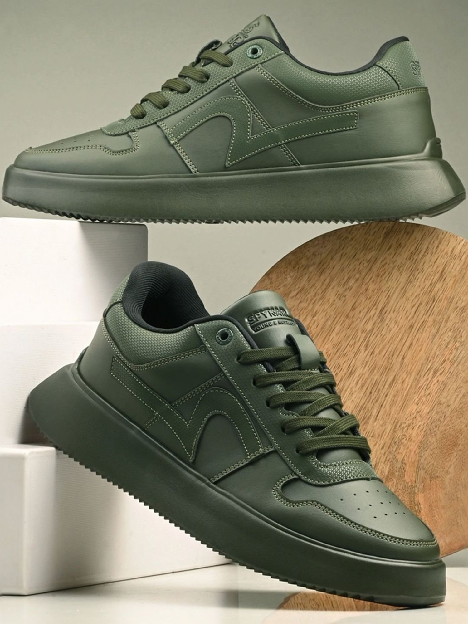 Buy Spykar Men's AUCKLAY Olive Casual Sneakers for Men at Best