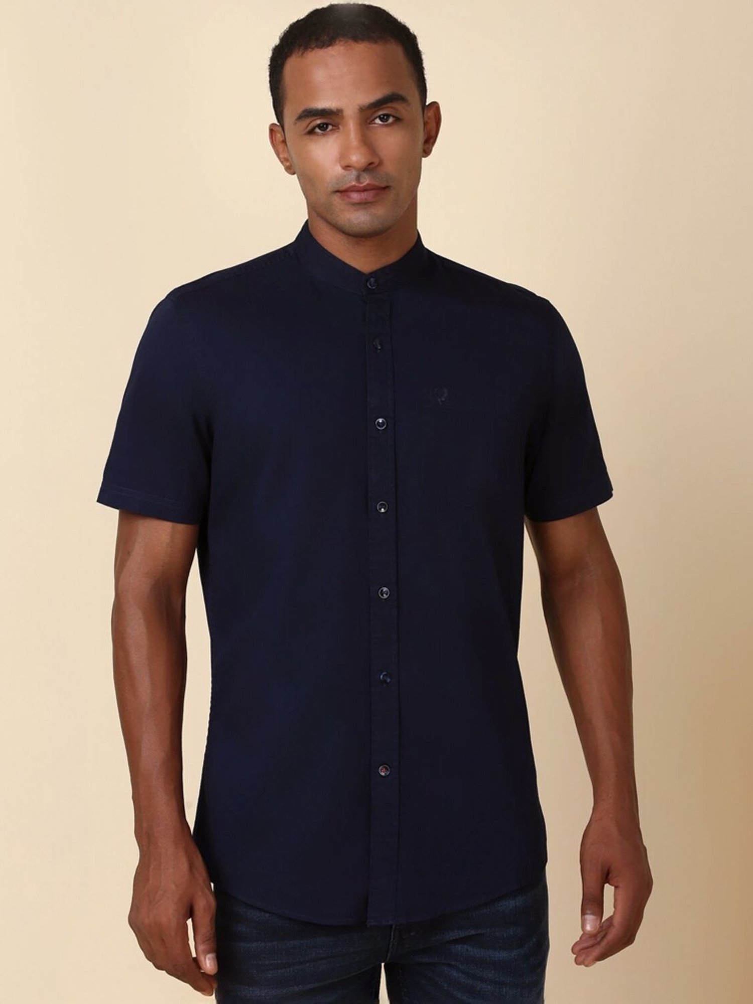 Buy Allen Solly Navy Cotton Regular Fit Shirt for Mens Online
