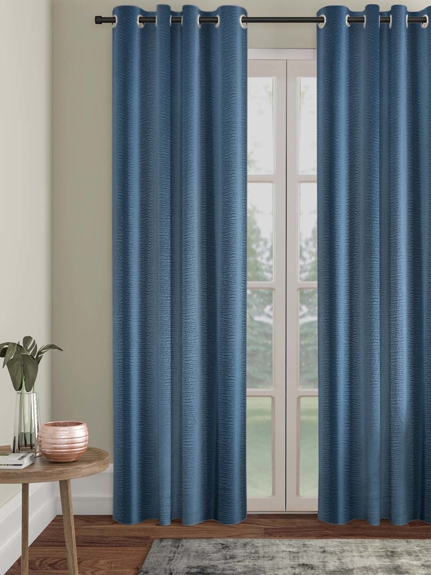 送料無料☆ koA様用　Drape Curtain 100x178cm 2枚 Buy Hosta Homes Blue Polyester 9 ft Long Door Curtain at Best