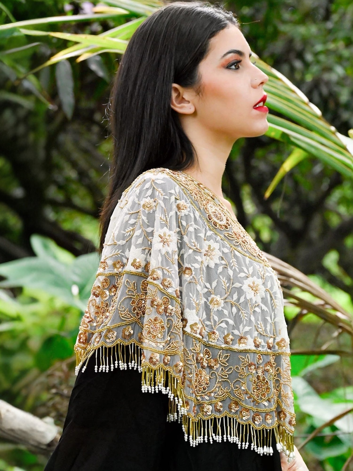 Bibiy♡ ODETTE CAPE Buy Multicolour Embellished Cape – Odette