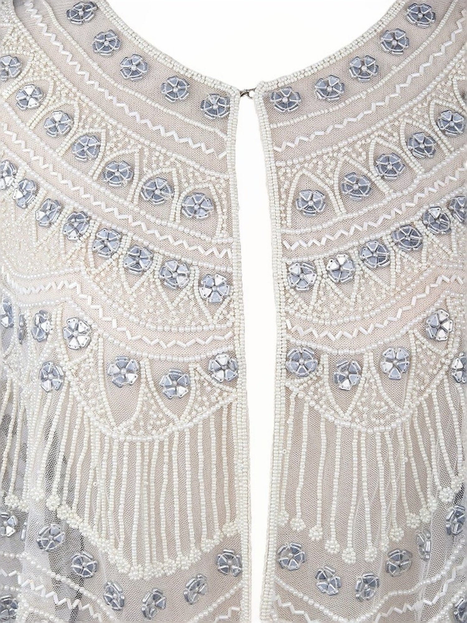 Odette White Embellished Fancy Cape
