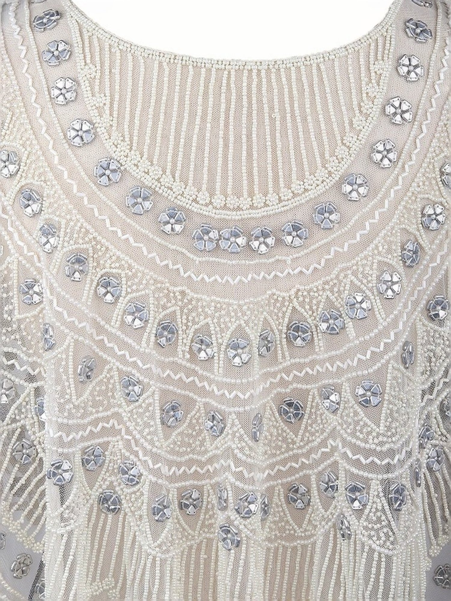 Odette White Embellished Fancy Cape