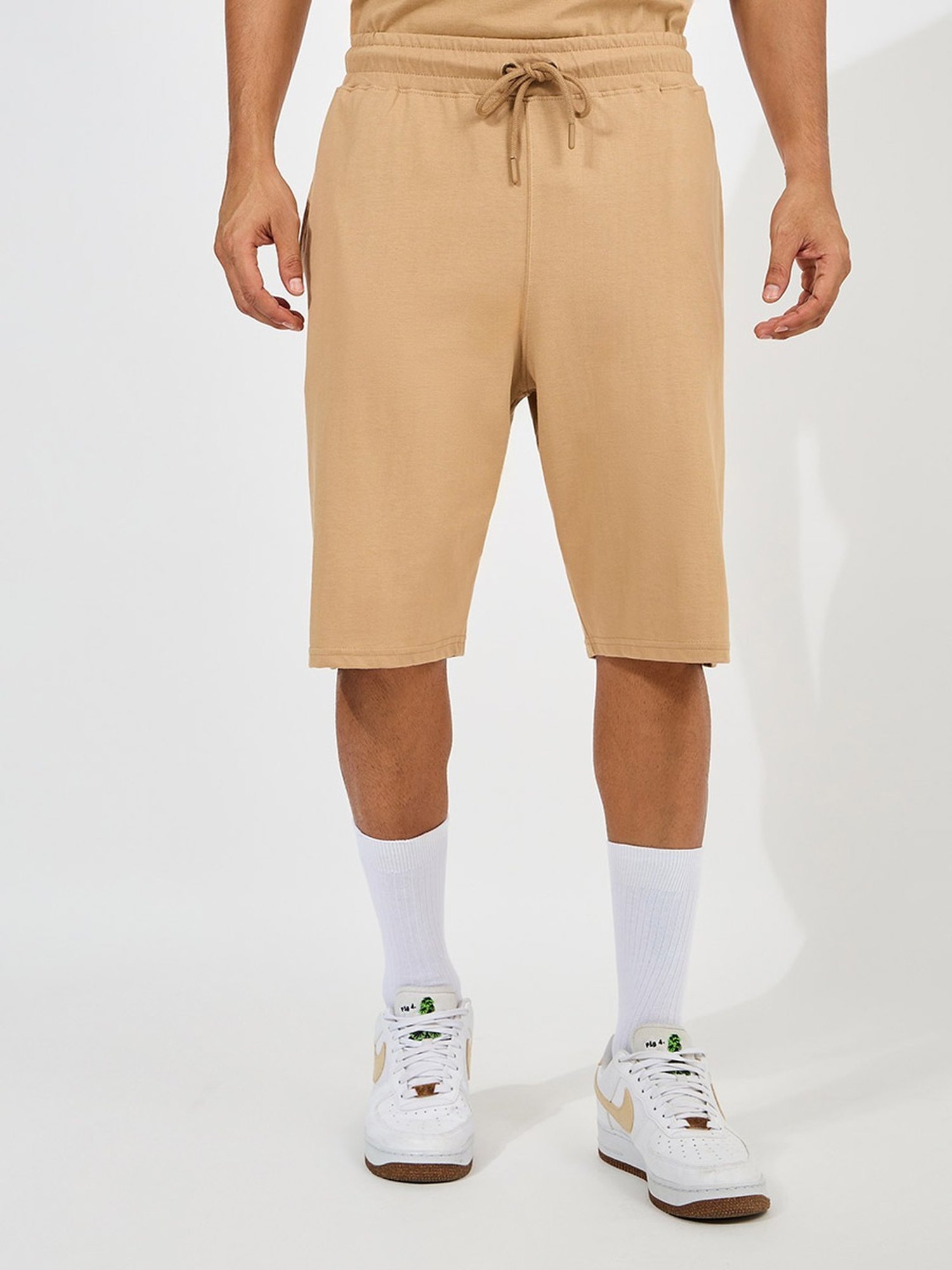 Styli Beige Relaxed Fit Oversized T-Shirt & Shorts Set