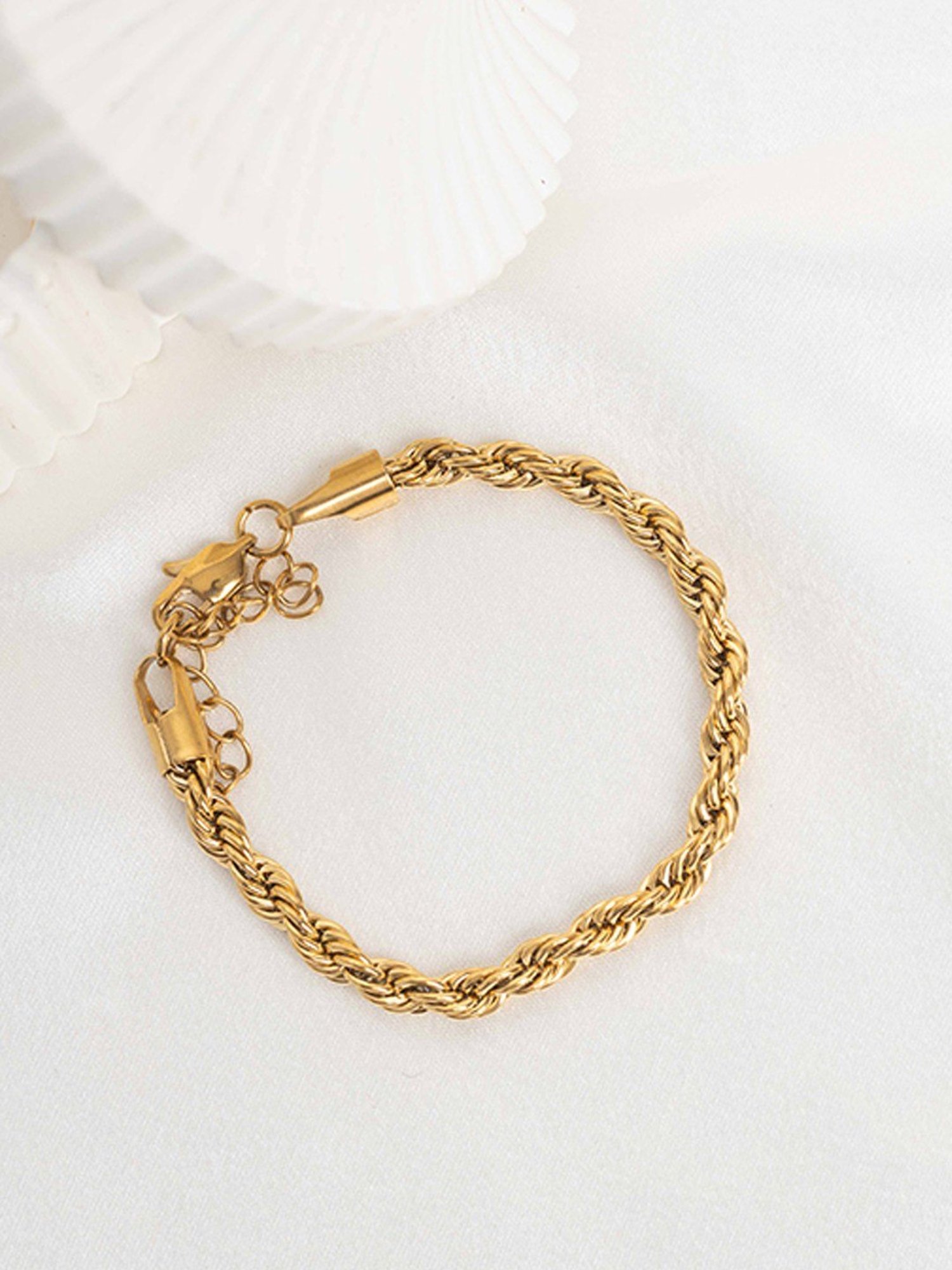 Buy Perfectly Average Gold-tone Rope Chain Bracelet Online At Best