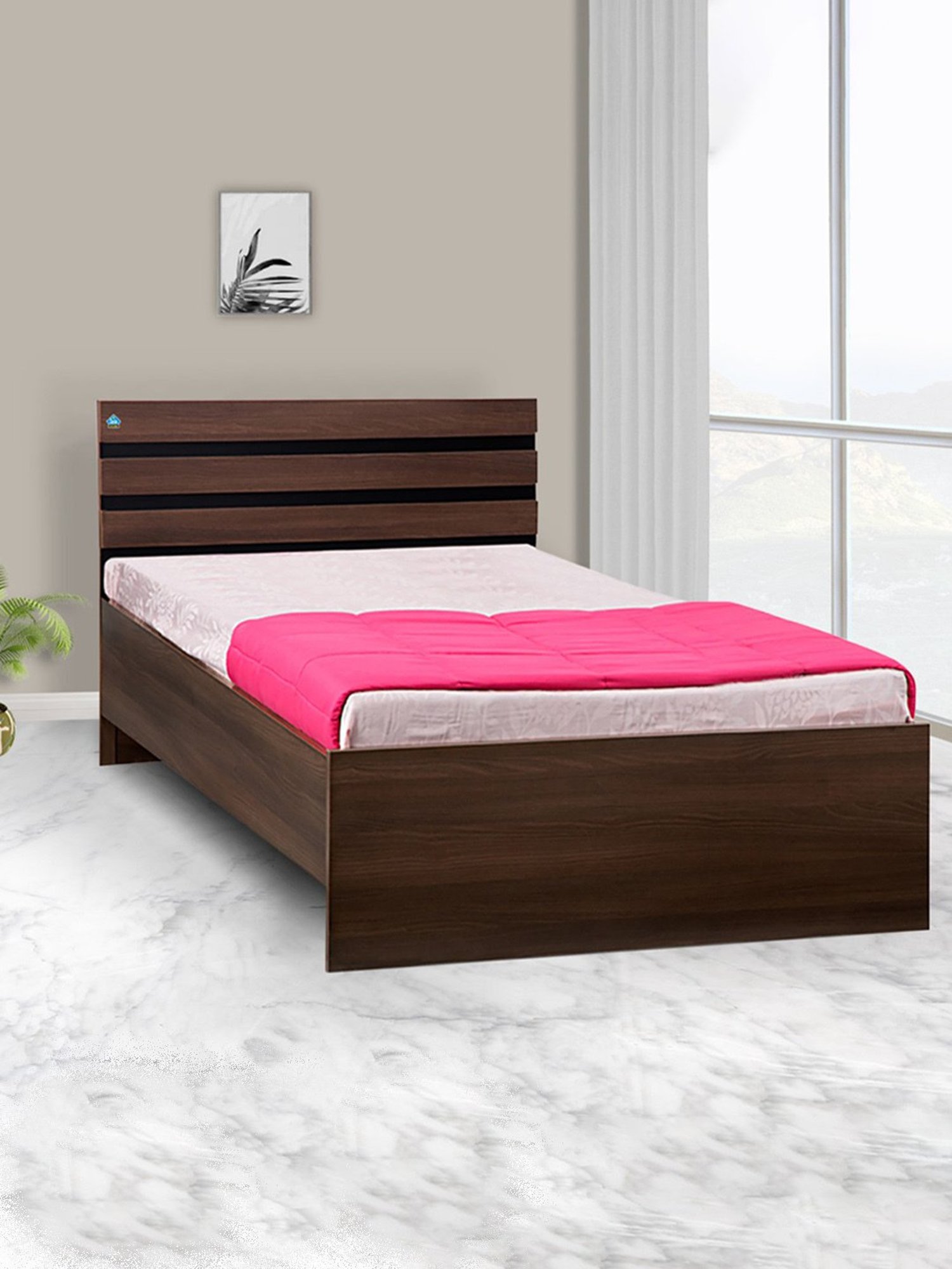 Buy Delite Kom Cocoa Acacia Dark Engineered Wood Single Bed at