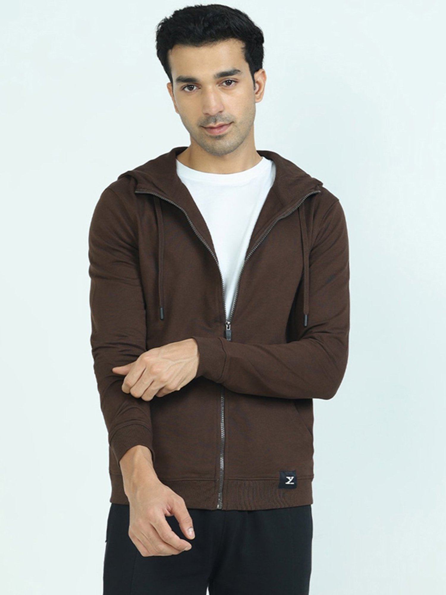 【SALE】FULL ZIP HOODIE / BRUNETTE M Buy Brown Sweatshirt & Hoodies for Men by MANIAC Online | Ajio.com