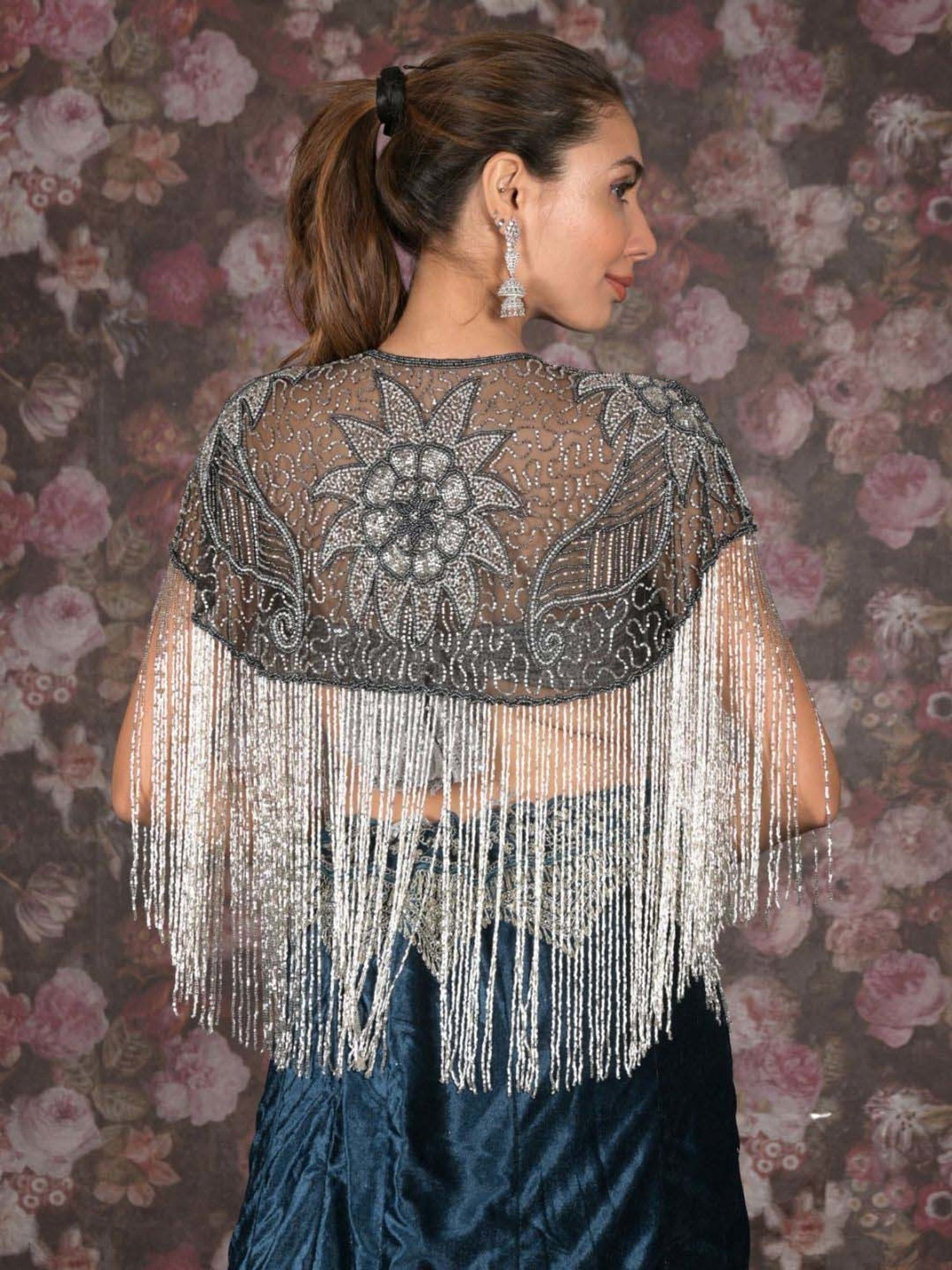 Bibiy♡ ODETTE CAPE Odette Multicolored Embellished Fancy Cape