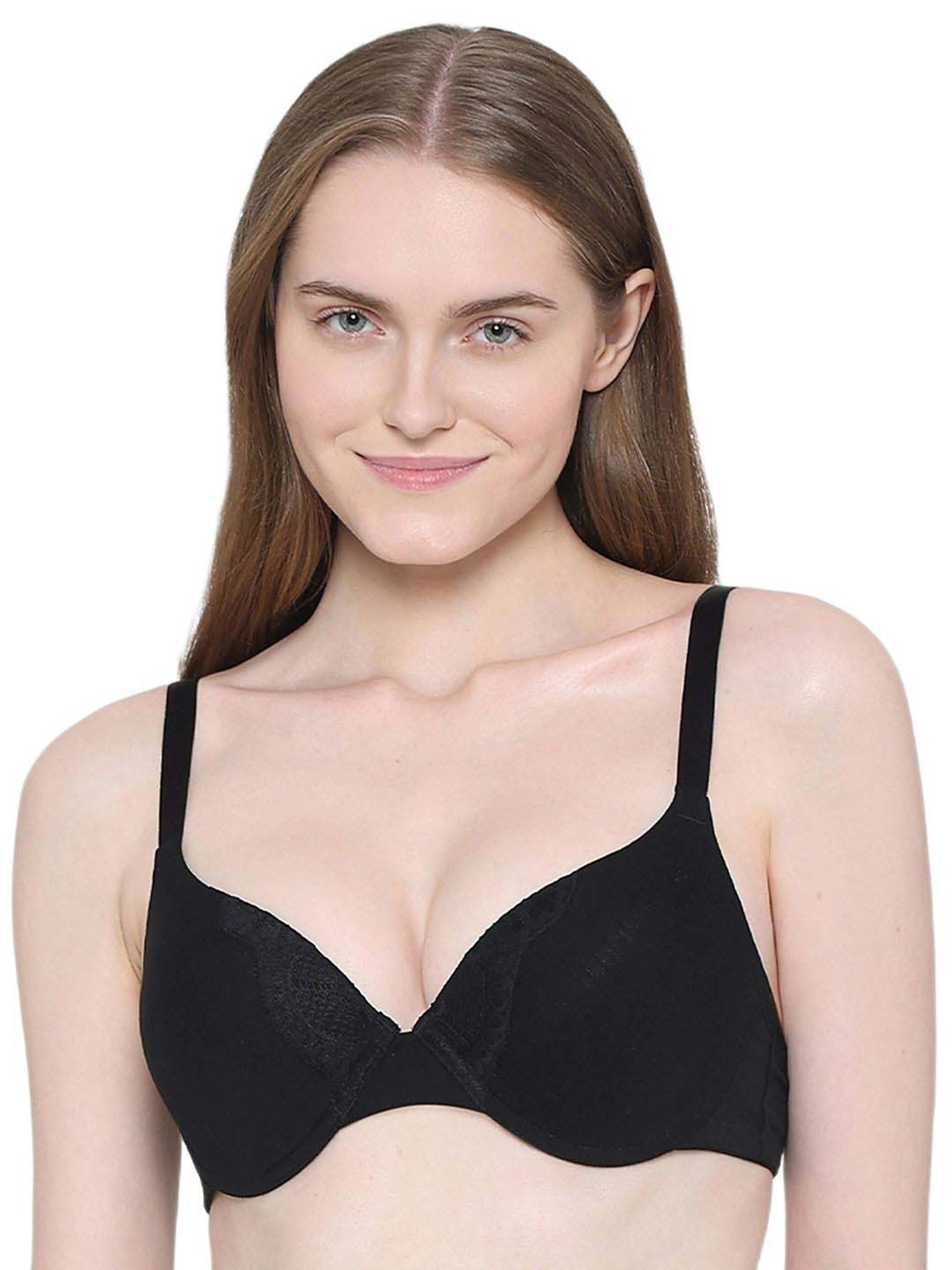 Wacoal Black Cotton Lace Work Push-up Bra