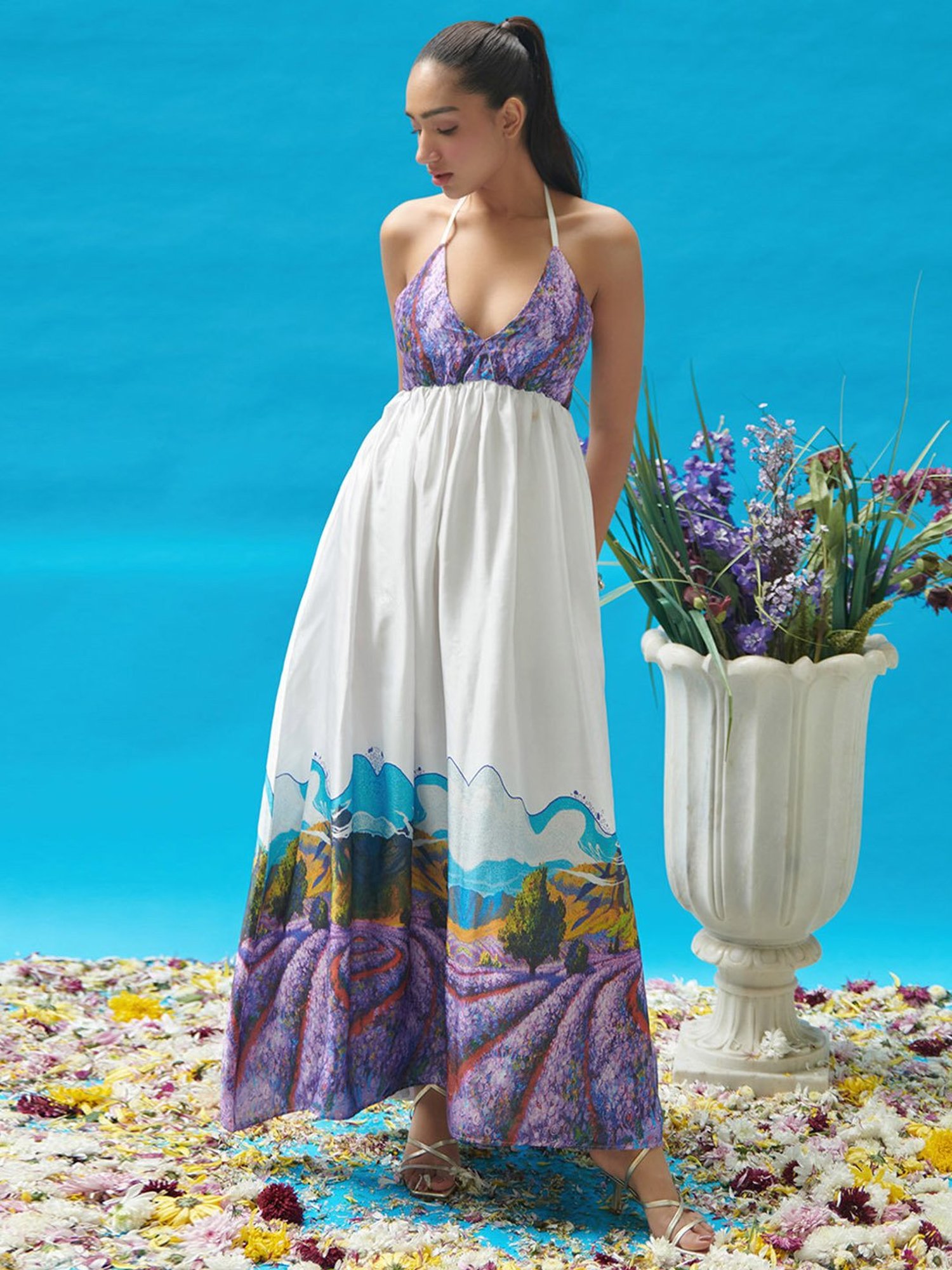 Cin Cin Halter Neck Backless Long Dress for Women Online Cin Cin Halter Neck Backless Long Dress for Women Online