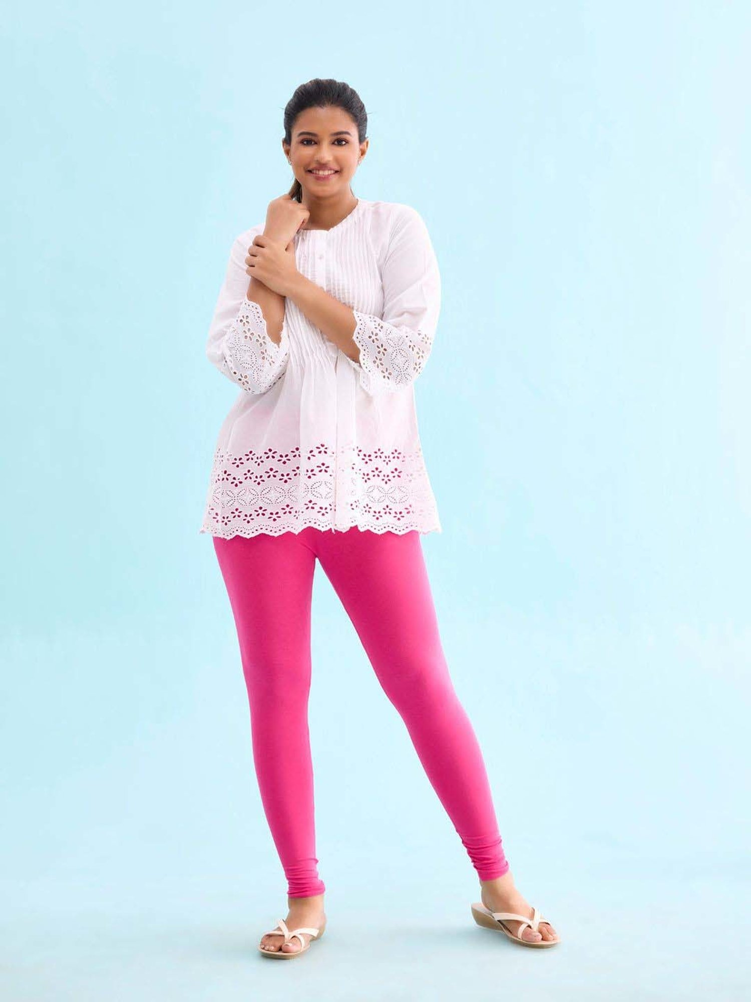 Go Colors Soft Cotton Stretch Ankle Length Leggings For Women