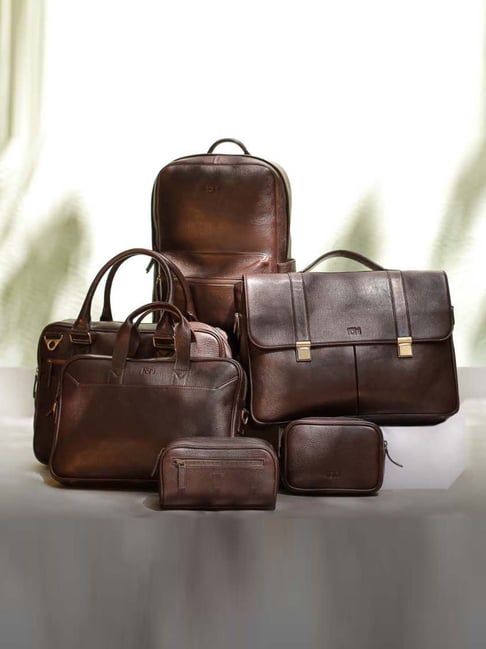 Tohl Vettore Dark Brown Formal Leather Laptop Bag for Men
